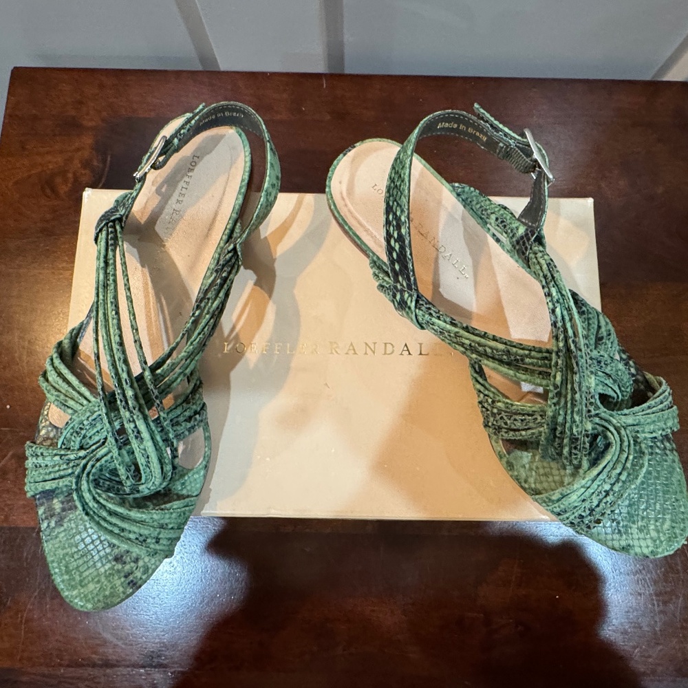 Loeffler Randall Bottle Green Snakeskin Skin Filippa Sandal
